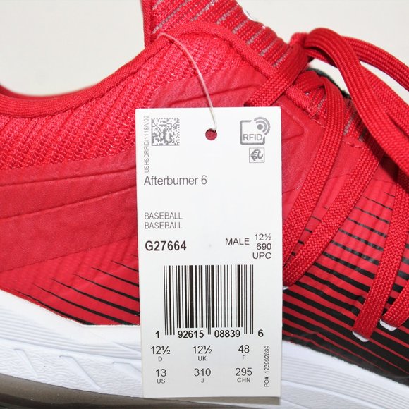 Adidas Adizero Afterburner 6 Red/Black Baseball Cleats Men's 13 NWT! - Picture 10 of 11